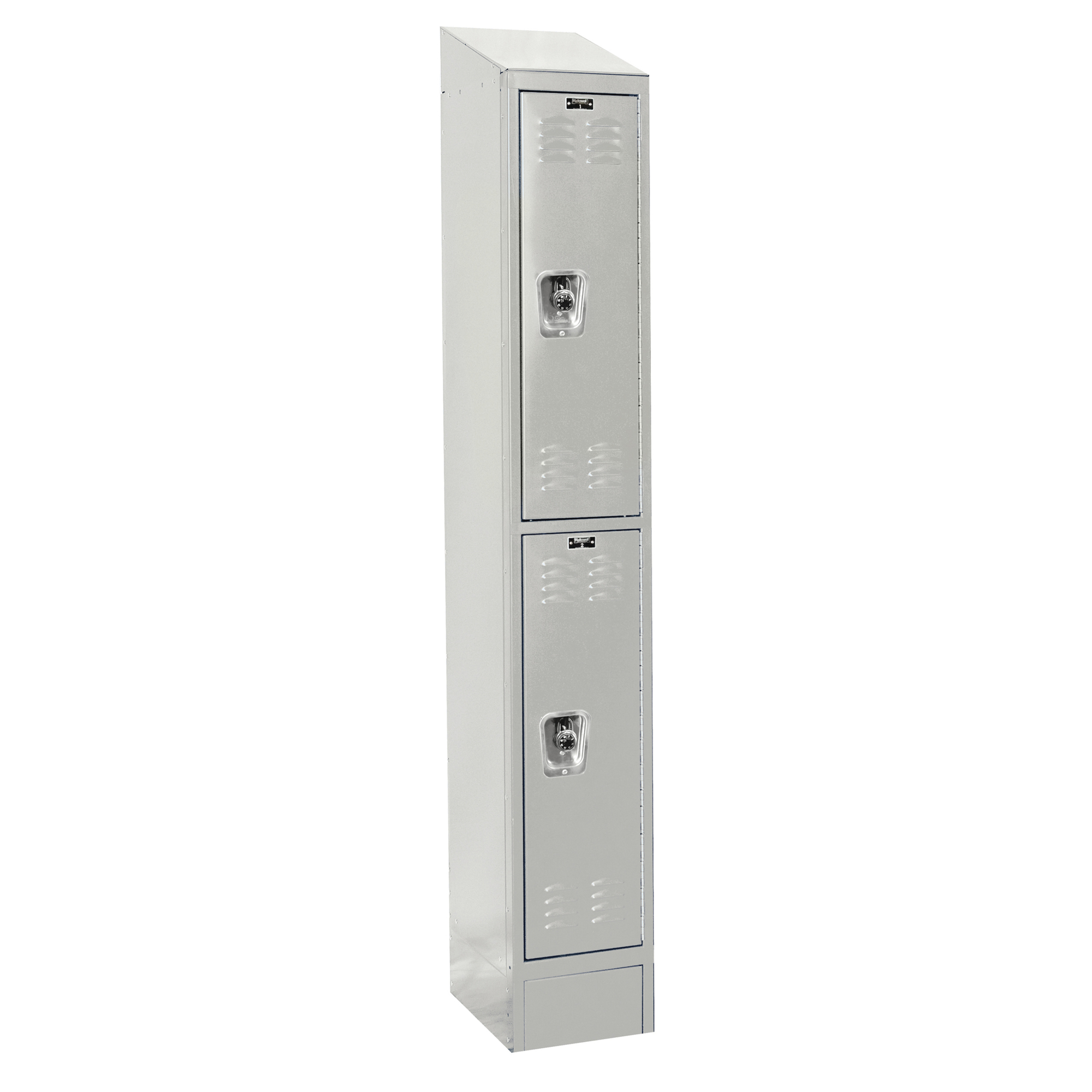 Hallowell, Double Tier ReadyBuilt Locker, Height 83 in, Width 12 in, Color Gray, Model# URB1258-2ASB-PL